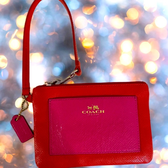 Red and Pink Coach Wristlet - Picture 1 of 5